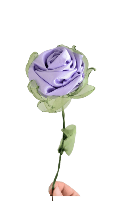 Rose Parme en Tissu sur Tige de 30 cm