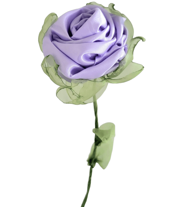 Rose Parme en Tissu sur Tige de 30 cm